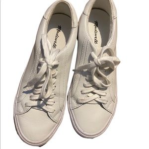 Madewell Sidewalk Low Top Leather Size 7 White Sneakers Casual, Walking, Fashion